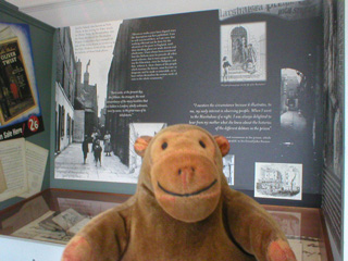 Mr Monkey looking at a display about criminal rookeries