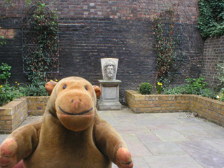 Mr Monkey in the back garden of 48 Doughty Street