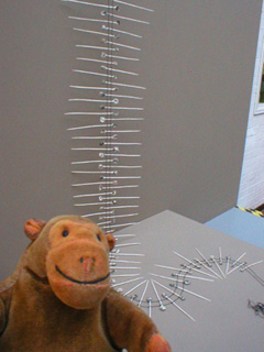 Mr Monkey looking at a double string of spoon-headed spikes