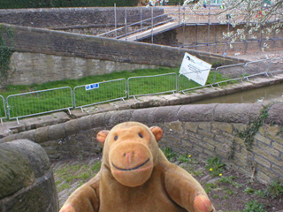 Mr Monkey on the first bridge of the Macclesfield Canal
