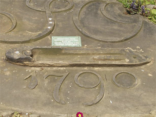 The loom shuttle decoration on the date stone of the mill