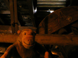 Mr Monkey examining the lifting pulley