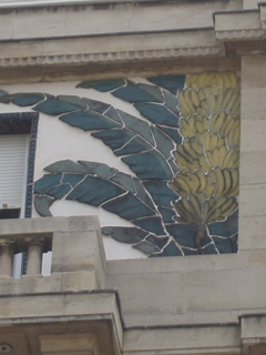 Ceramic bananas on the front of a building