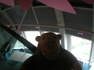 Mr Monkey looking down on to the lower level of the upper sphere