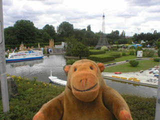 Mr Monkey looking across the Mini-Europe park