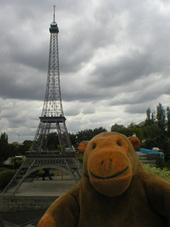 Mr Monkey looking at the Eiffel Tower