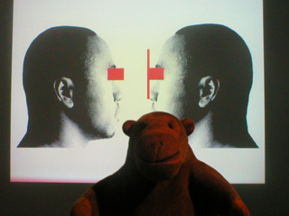 Mr Monkey watching the 'Body Gesture' video