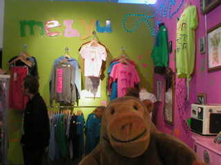 Mr Monkey looking at Me & Yu's shop