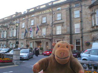 Mr Monkey outside the Crown Hotel