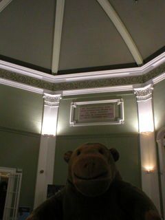 Mr Monkey looking at the ceiling of the Pump Rooms