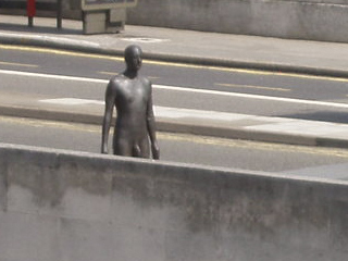 A Gormley figure on Waterloo Bridge