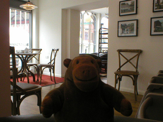 Mr Monkey inside Blackshaw's Cafe