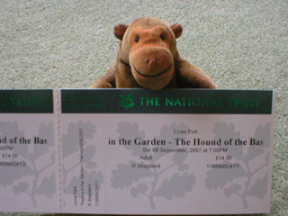 Mr Monkey with his ticket for the evening