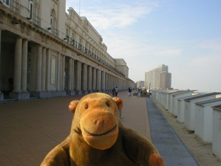 Mr Monkey on the promenade outside the Thermae Palace Hotel
