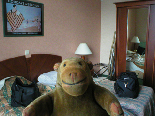 Mr Monkey in his hotel room