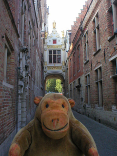 Mr Monkey looking up Blind Donkey Alley to the Burg
