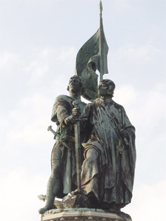 Jan Breydel and Pieter de Coninck on their monument