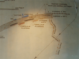 A detail of the map of the Zeebrugge  raid