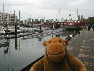 Mr Monkey walking towards the Foxtrot and the lightship