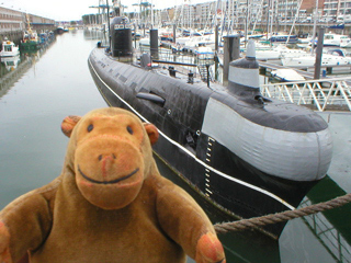 Mr Monkey looking at the bow of the U-480