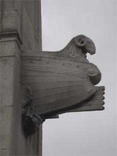One of the ram and ship's prow decorations on the bridge