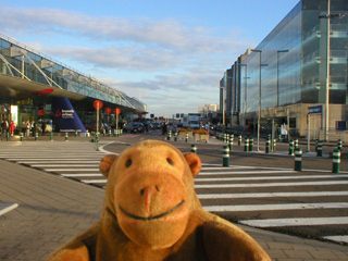 Mr Monkey outside Brussels airport