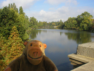 Mr Monkey looking at the Long Water in Kensington Gardens