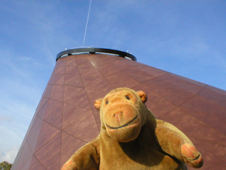 Mr Monkey looking up at the apex of the Pavilion