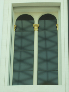 One of the shuttered windows of the reading room of the British Museum