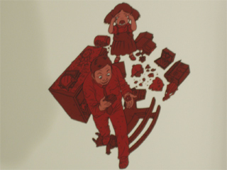 A close up of the Diamond graphic showing a gambler stealing from his daughter