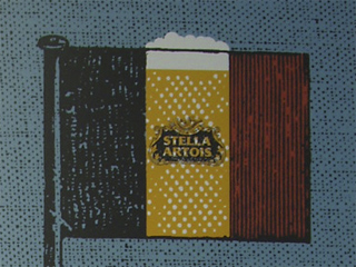 The Belgian flag on a Stella Artois poster