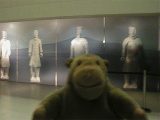 Mr Monkey outside the First Emperor exhibition
