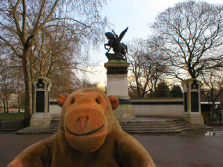 Mr Monkey looking at the Artillery Memorial