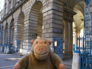 Mr Monkey outside the Strand entrance to Somerset House