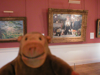 Mr Monkey looking at A Bar at the Folie Bergère by Manet