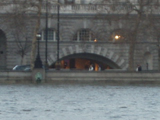 The river archway into Somerset House viewed from the South Bank