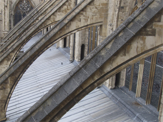 Flying butresses above the nave of York Minster