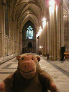 Mr Monkey looking down the south side of the nave