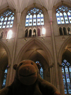 Mr Monkey looking up at the clerestory windows