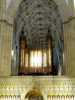 The organ above the quire screen seen from the west doors