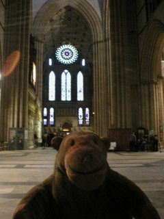 Mr Monkey looking from the North to the South Transept
