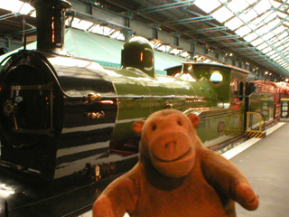 Mr Monkey looking at an N.E.R. class M locomotive