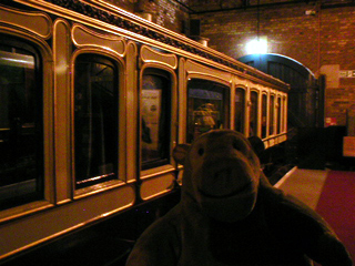 Mr Monkey looking at Queen Victoria's personal saloon