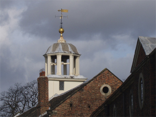 The clock tower atop the stable block
