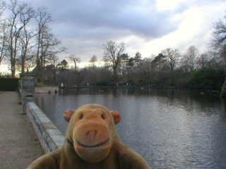 Mr Monkey looking at the moat north of the house