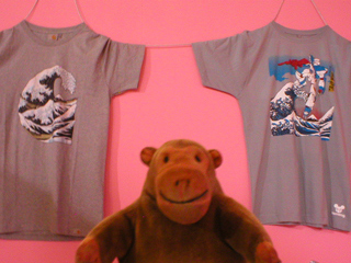 Mr Monkey looking at t-shirts