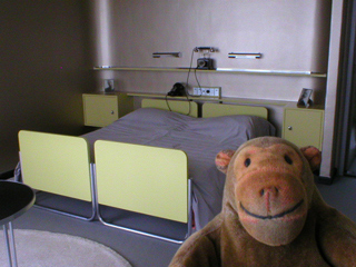 Mr Monkey looking around the Sonneveld's bedroom