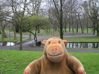 Mr Monkey looking across Het Park