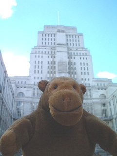 Mr Monkey beneath the tower of the University of London