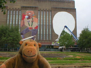 Mr Monkey watching the Tate Modern being painted